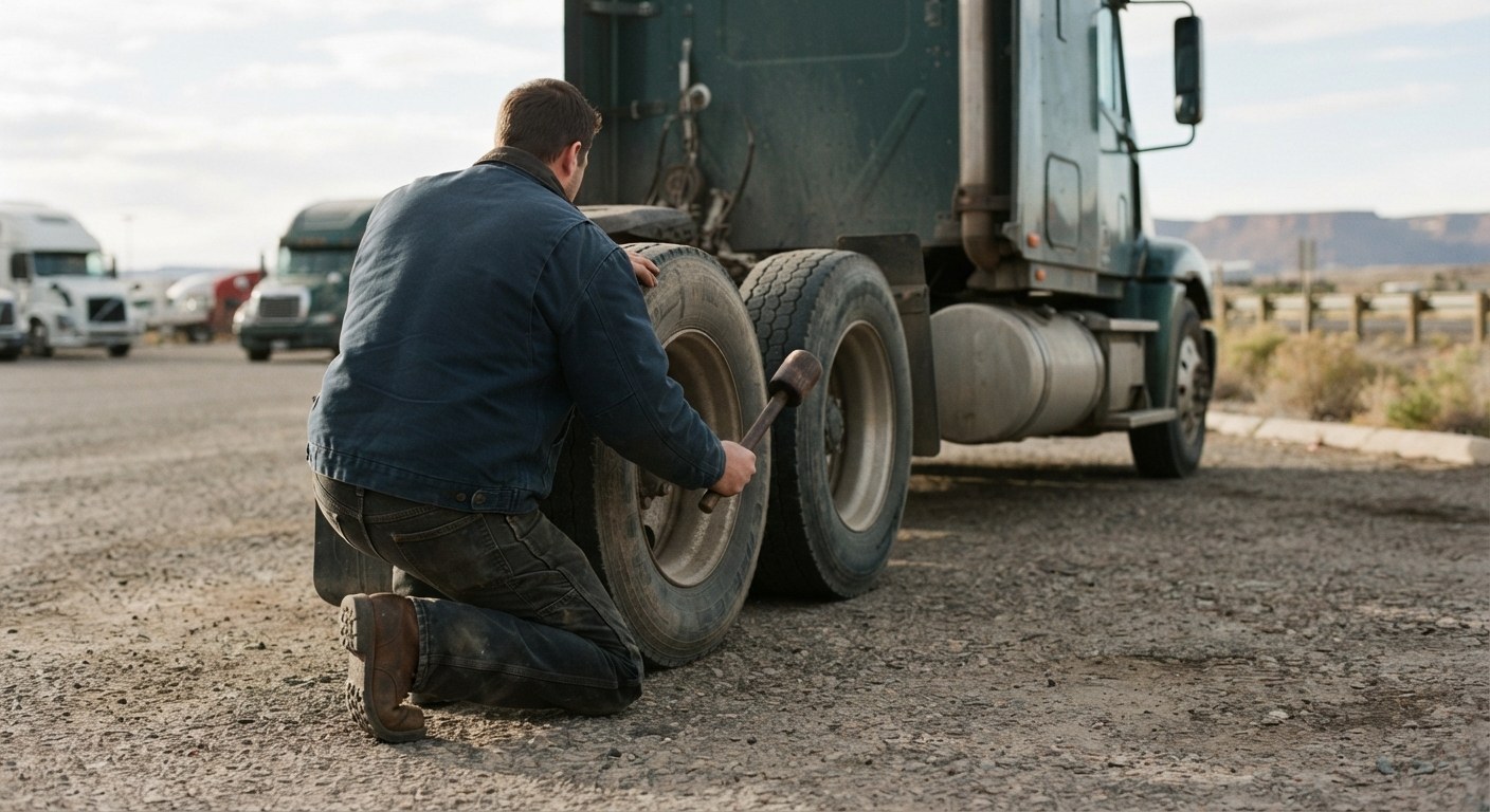 A professional truck driver beside a tractor